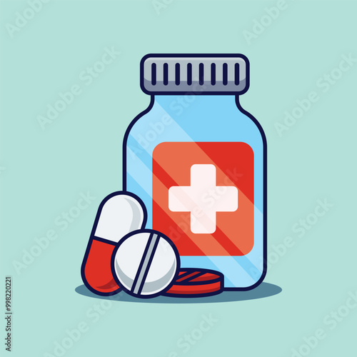 Vector cartoon illustration of medicine