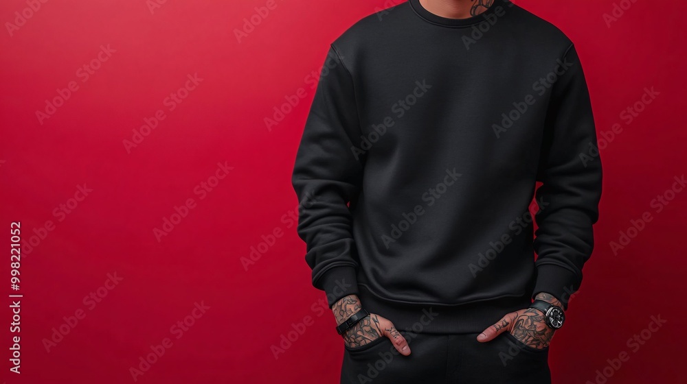 Photography of a black sweatshirt mockup for man Photography of a black sweatshirt mockup for man