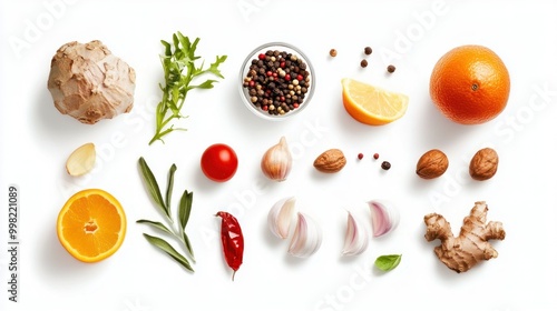 Wallpaper Mural Fresh Ingredients Arranged on a White Surface Torontodigital.ca