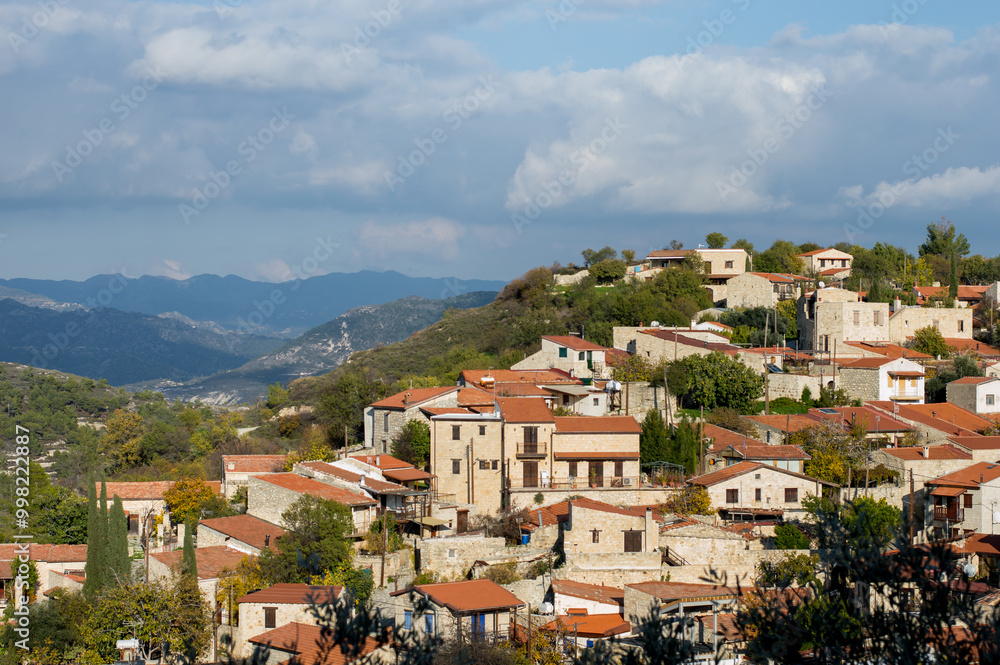 houses among the mountains, mountain village, views landscapes houses among the mountains, mountain village, views landscapes