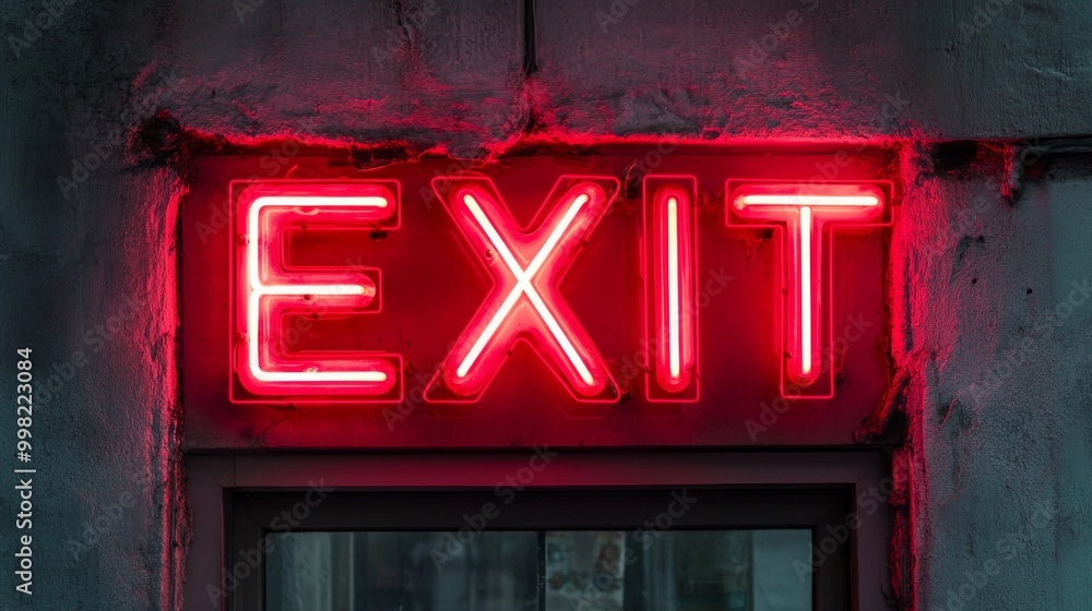A neon sign that says EXIT in red letters A neon sign that says EXIT in red letters