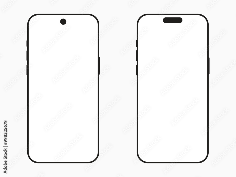 Set of Blank Modern Smartphones Isolated on White Background Set of Blank Modern Smartphones Isolated on White Background
