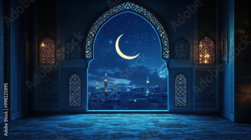 Night View Through Mosque Window photo