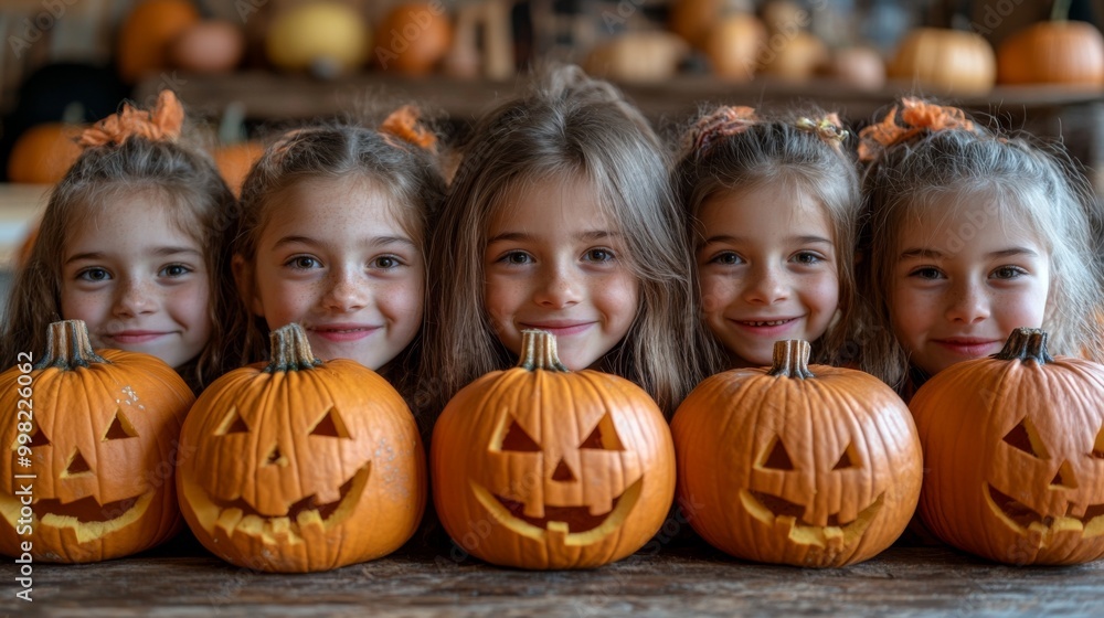 Halloween Celebrations with Witches and Pumpkins in an Autumn Forest Setting Halloween Celebrations with Witches and Pumpkins in an Autumn Forest Setting