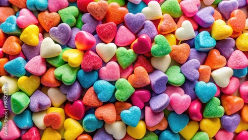 Brightly colored sweetheart candies stacked together, perfect for Valentine's Day festivities and romantic moments, bringing joy and sweetness to your celebrations and special occasions.