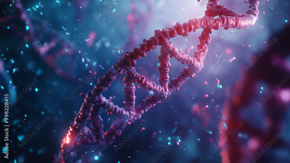Exploring the intricate structure of DNA helix against a vibrant cosmic background Exploring the intricate structure of DNA helix against a vibrant cosmic background