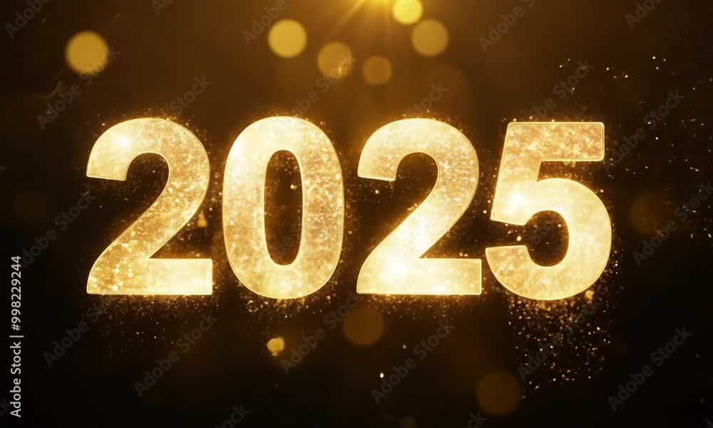 Shiny, shimmering, appearing text 2025 in New Year style Shiny, shimmering, appearing text 2025 in New Year style