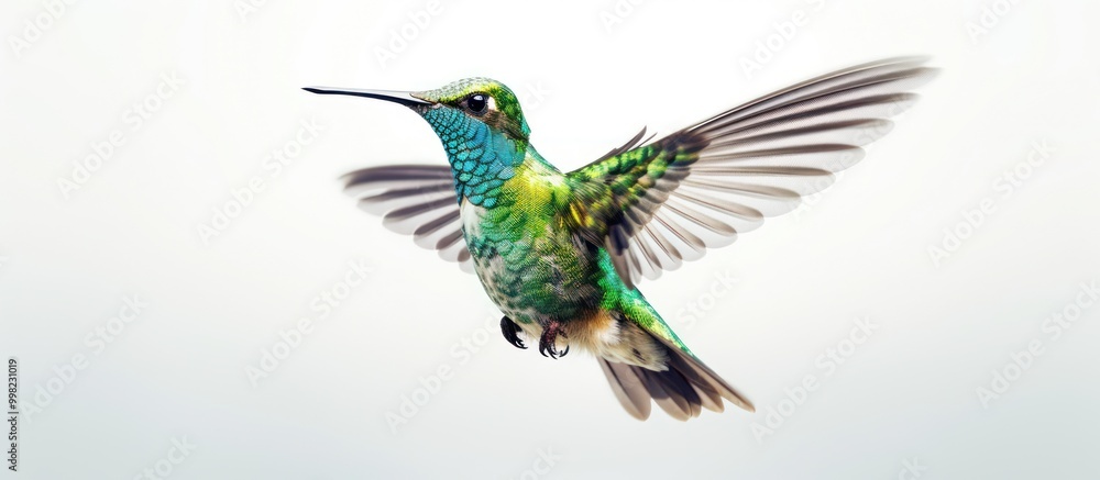 Obraz premium Hummingbird in Flight: A Burst of Color and Motion