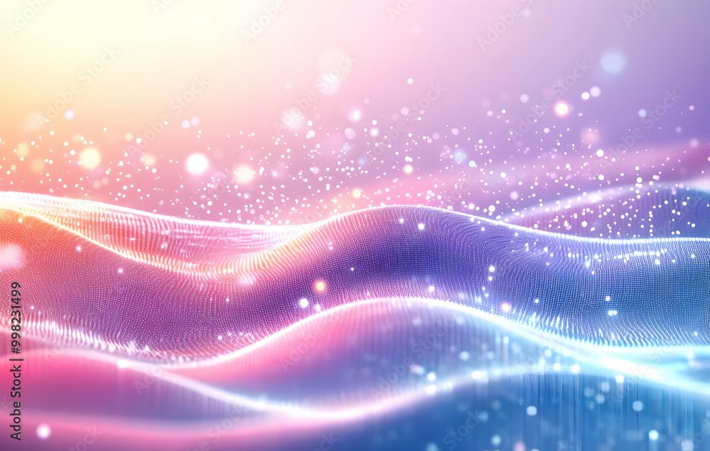 Obraz premium Beautiful Digital Waves on Pastel Background