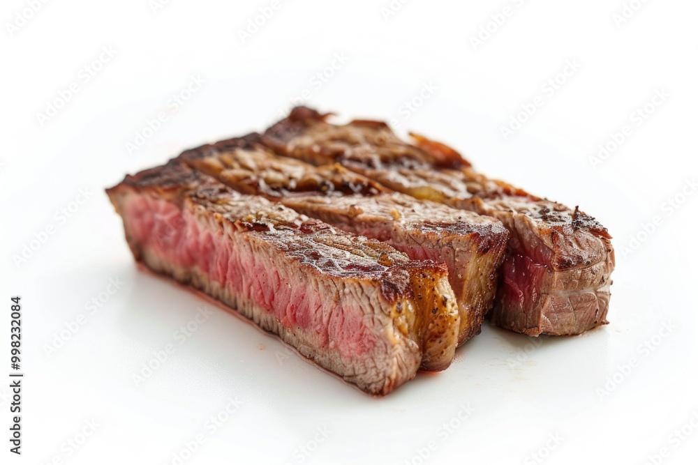 A freshly cooked piece of steak served on a clean white plate, ready to be enjoyed A freshly cooked piece of steak served on a clean white plate, ready to be enjoyed