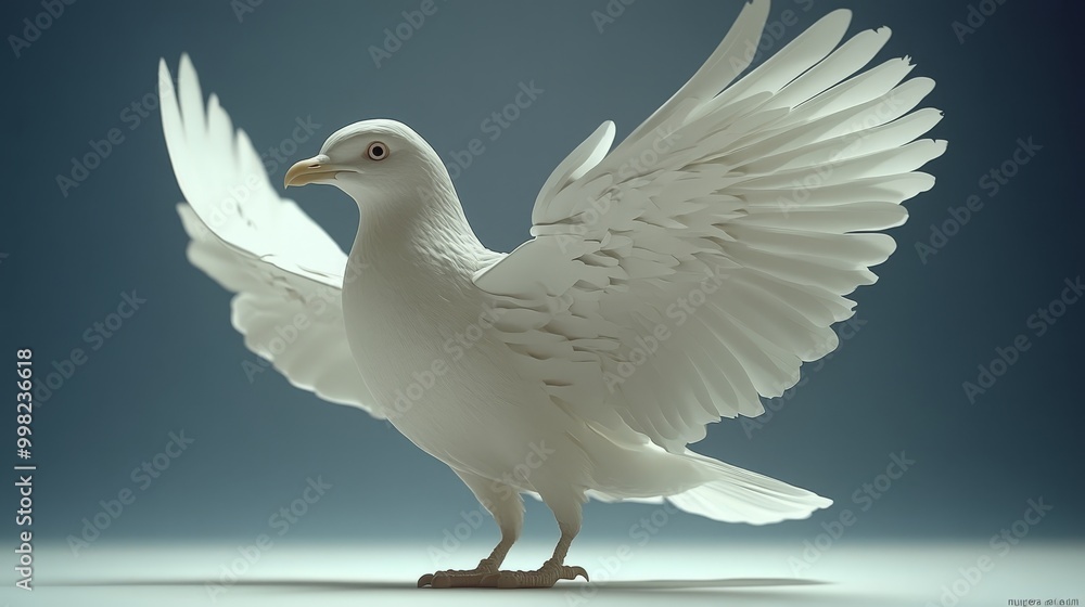 A majestic white bird in mid-flight, symbolizing peace and freedom against a soft gradient background. A majestic white bird in mid-flight, symbolizing peace and freedom against a soft gradient background.