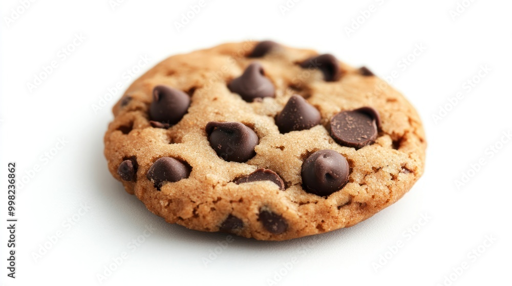 Single Chocolate Chip Cookie on White Background Single Chocolate Chip Cookie on White Background