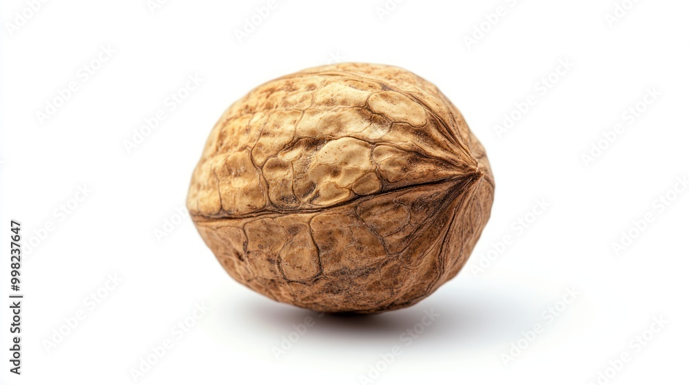 A Single, Close-Up View of a Brown Walnut Shell A Single, Close-Up View of a Brown Walnut Shell