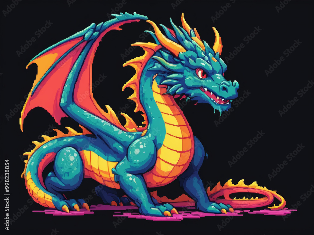 red dragon pattern pixel art 8bit AI generated red dragon pattern pixel art 8bit AI generated
