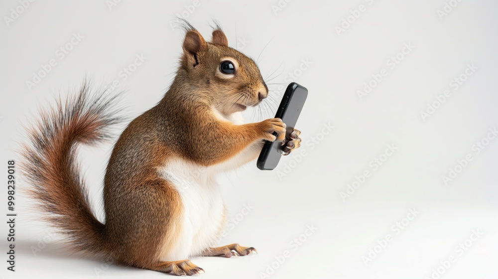 Obraz premium Happy Squirrel with Phone
