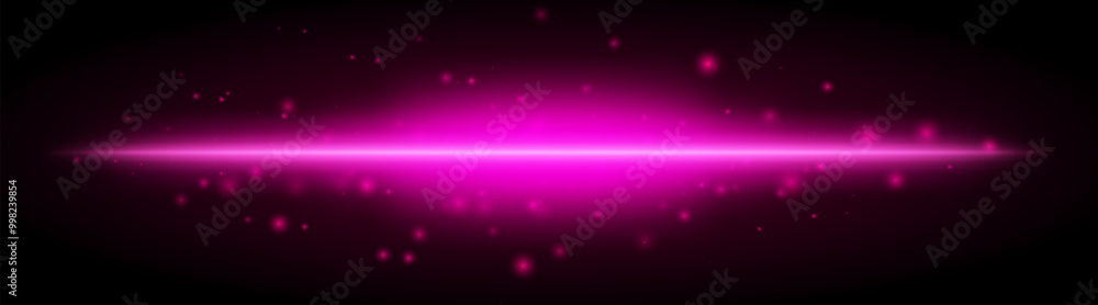 Horizontal purple light effect isolated on dark background. Bright glowing beam with sparkles and lens flare. Graphical patch of reflected light. Abstract rays. Vector illustration. Horizontal purple light effect isolated on dark background. Bright glowing beam with sparkles and lens flare. Graphical patch of reflected light. Abstract rays. Vector illustration.