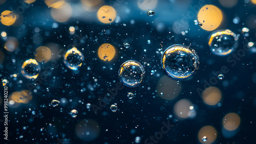 Wallpaper Mural Bubbles rising through water with shimmering bokeh lights creating a magical underwater atmosphere Torontodigital.ca
