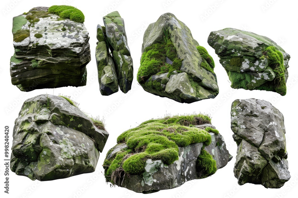 Close-up of rocks covered in thick green moss Close-up of rocks covered in thick green moss