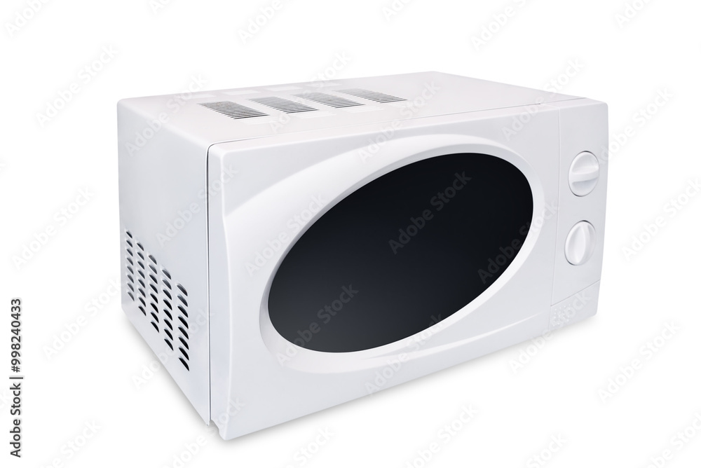 Obraz premium White Rectangular Microwave on a white isolated background