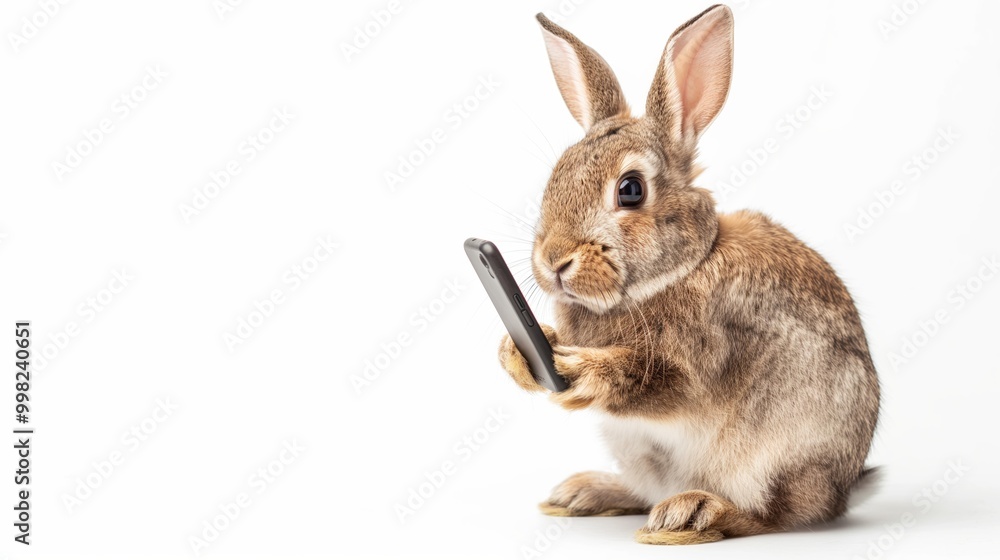 Happy Rabbit with Smartphone Happy Rabbit with Smartphone