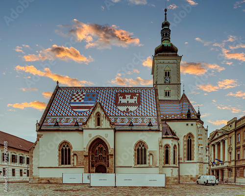 St. Marks church building. Zagreb, Croatia Mar 10 2022 photo