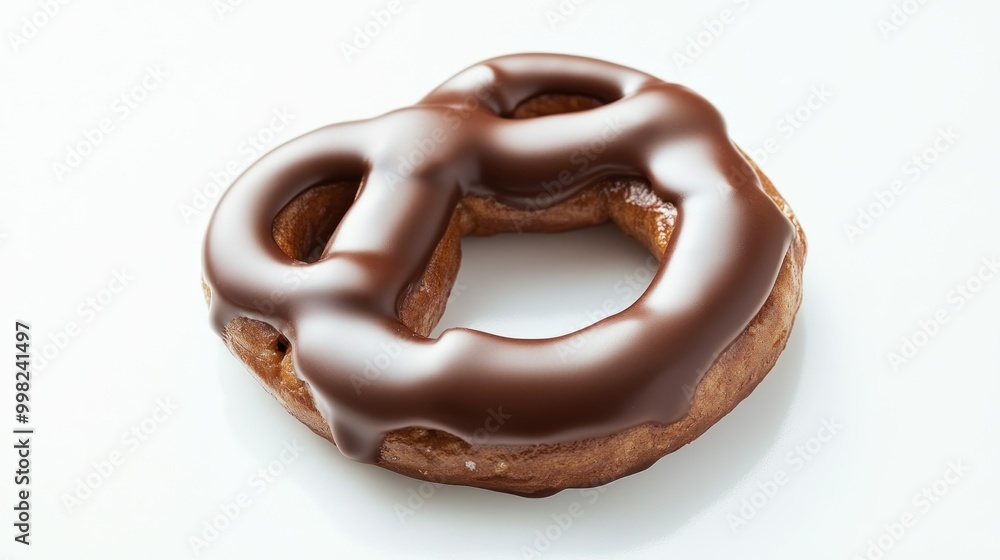 Chocolate-Covered Pretzel on White Background Chocolate-Covered Pretzel on White Background