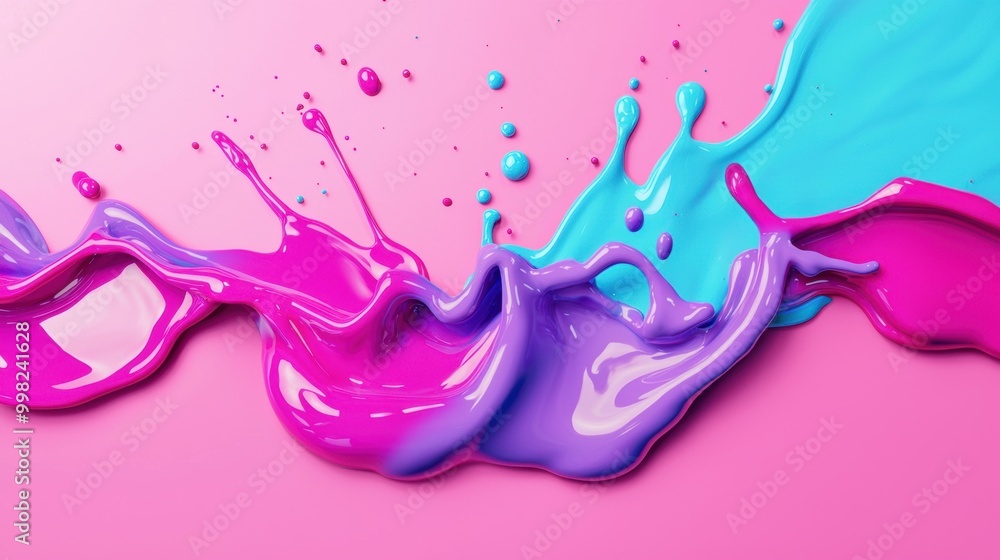Vibrant Splash of Pink and Blue Paint on Background Vibrant Splash of Pink and Blue Paint on Background