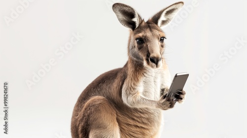 Happy Kangaroo with Smartphone