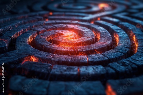 an intricate patterned labyrinth depicting the spiritual journey of self-discovery symbol in a mystical theme banner photo