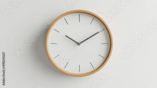 Wallpaper Mural A minimalist wall clock with a white face, isolated on a white background Torontodigital.ca