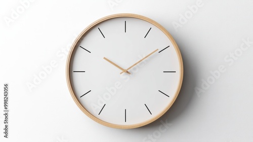 Wallpaper Mural A minimalist wall clock with a white face, isolated on a white background Torontodigital.ca