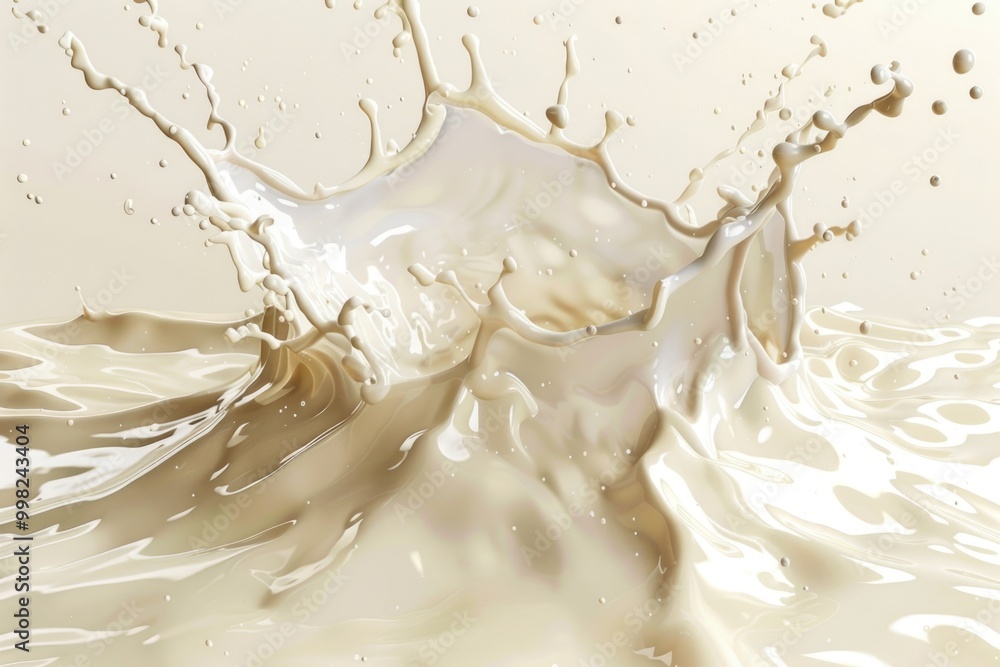 A splash of milk on a clean white surface A splash of milk on a clean white surface