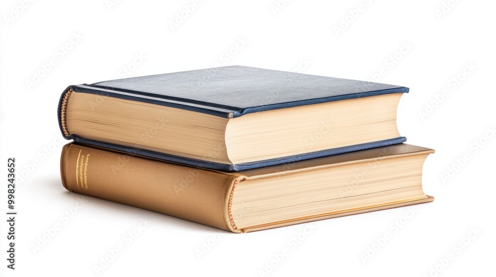 A pair of reading books stacked neatly, isolated on a white background A pair of reading books stacked neatly, isolated on a white background