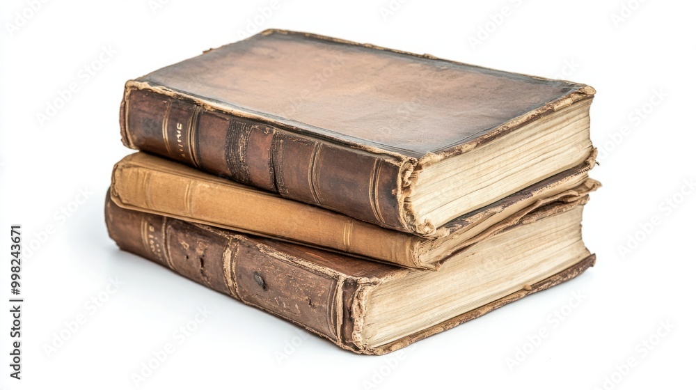 A pair of reading books stacked neatly, isolated on a white background A pair of reading books stacked neatly, isolated on a white background