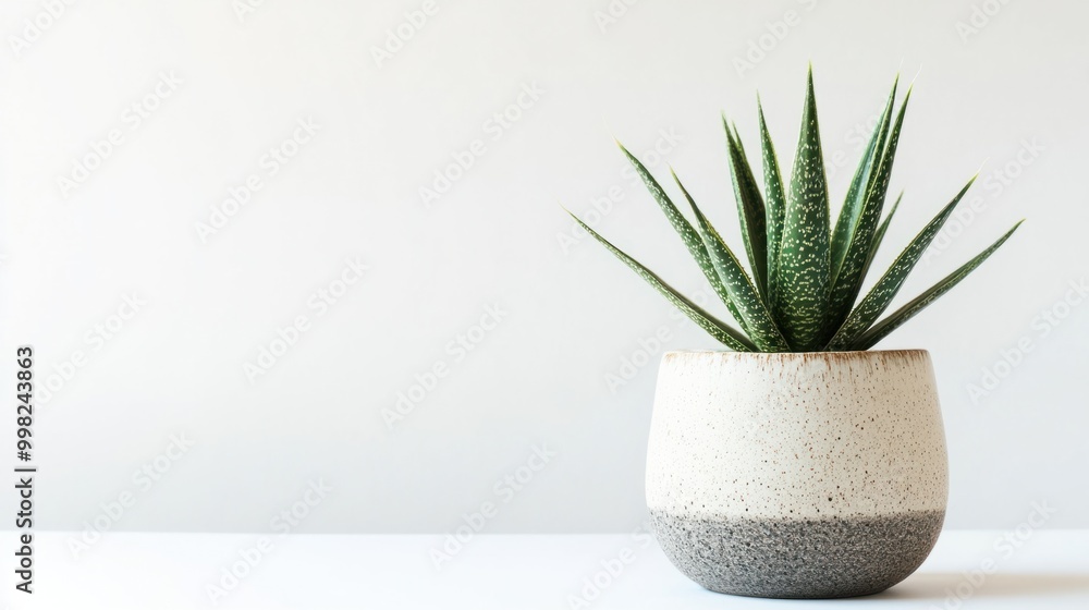 A potted indoor plant in a minimalist ceramic pot, isolated on a white background A potted indoor plant in a minimalist ceramic pot, isolated on a white background