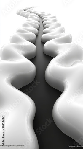 Abstract representation of a spine, showcasing smooth contours and stark contrast, ideal for medical or artistic themes. photo