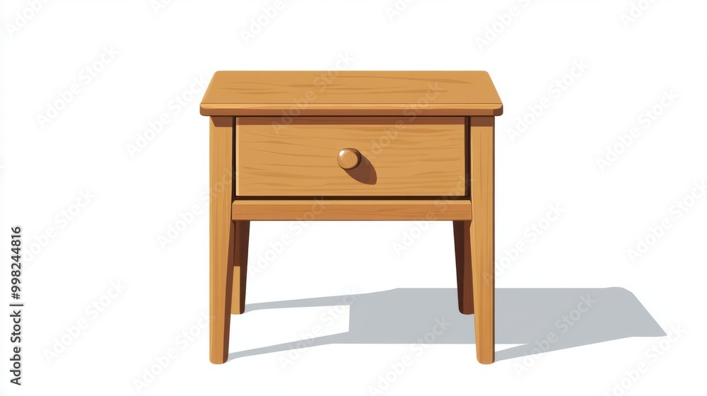 A small bedside table with a drawer, isolated on a white background A small bedside table with a drawer, isolated on a white background