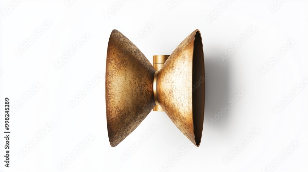 A stylish wall-mounted sconce with a brass finish, isolated on a white background A stylish wall-mounted sconce with a brass finish, isolated on a white background