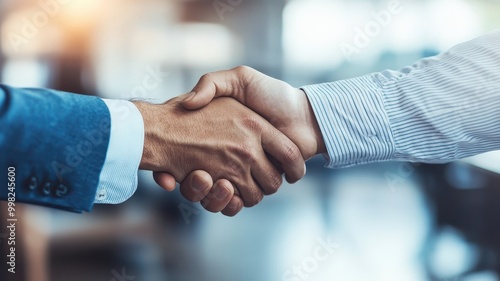 Attractive Businessman handshake for teamwork of business merger and acquisition,successful negotiate,job interview,two businessman shake hand,partnership and business deal concept Greeting deal.