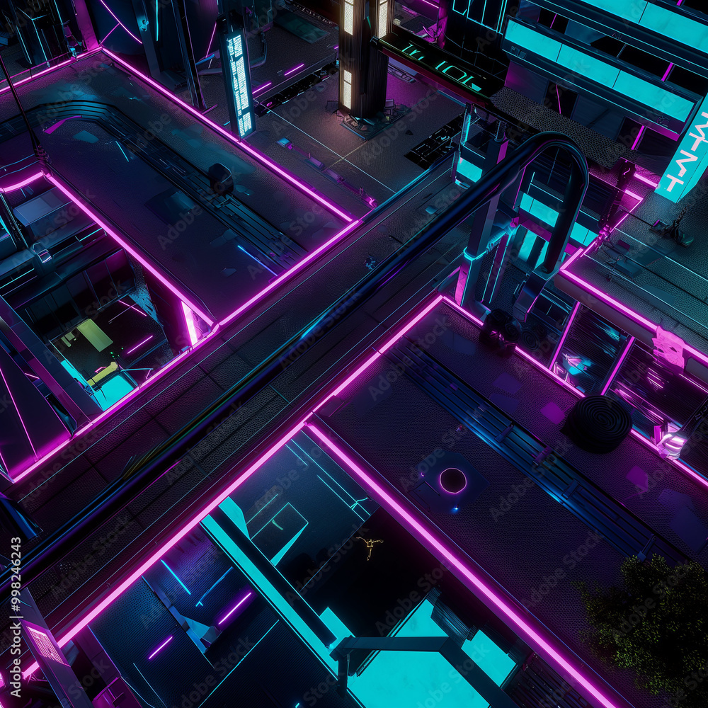 Neon-Lit Cyberpunk Battle Map for DnD, Top-Down View RPG Map for Futuristic Urban Adventures, Sci-Fi City Background for Virtual Tabletop Play, High-Tech Digital Asset for Role-Playing Game Campaigns Neon-Lit Cyberpunk Battle Map for DnD, Top-Down View RPG Map for Futuristic Urban Adventures, Sci-Fi City Background for Virtual Tabletop Play, High-Tech Digital Asset for Role-Playing Game Campaigns
