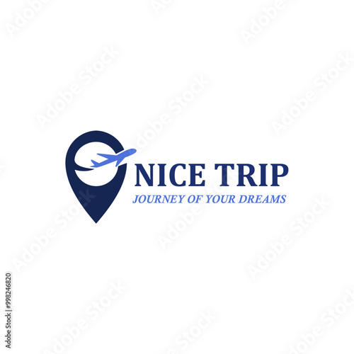 Nice Travel logo, vector design of transportation and travel agency with pin, logo that can be used for ticketing.