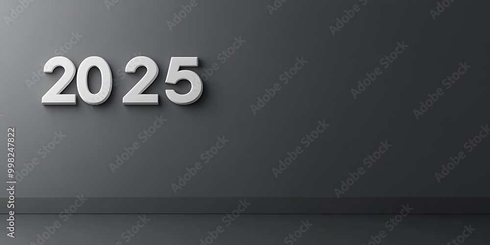 Minimalist design featuring the year 2025 on a gray background. Minimalist design featuring the year 2025 on a gray background.