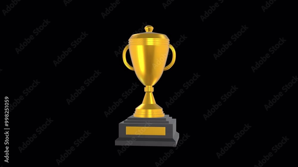 3D Golden Trophy Icon Rotating on a Transparent Background. Seamless Loop. 4K 3D Golden Trophy Icon Rotating on a Transparent Background. Seamless Loop. 4K
