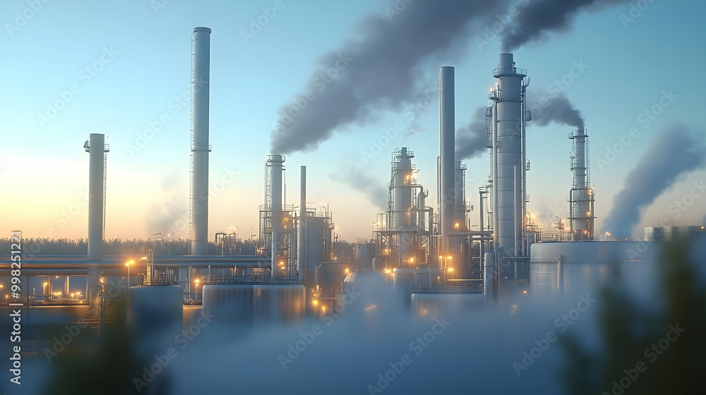 Industrial Petrochemical Facility at Dusk Industrial Petrochemical Facility at Dusk