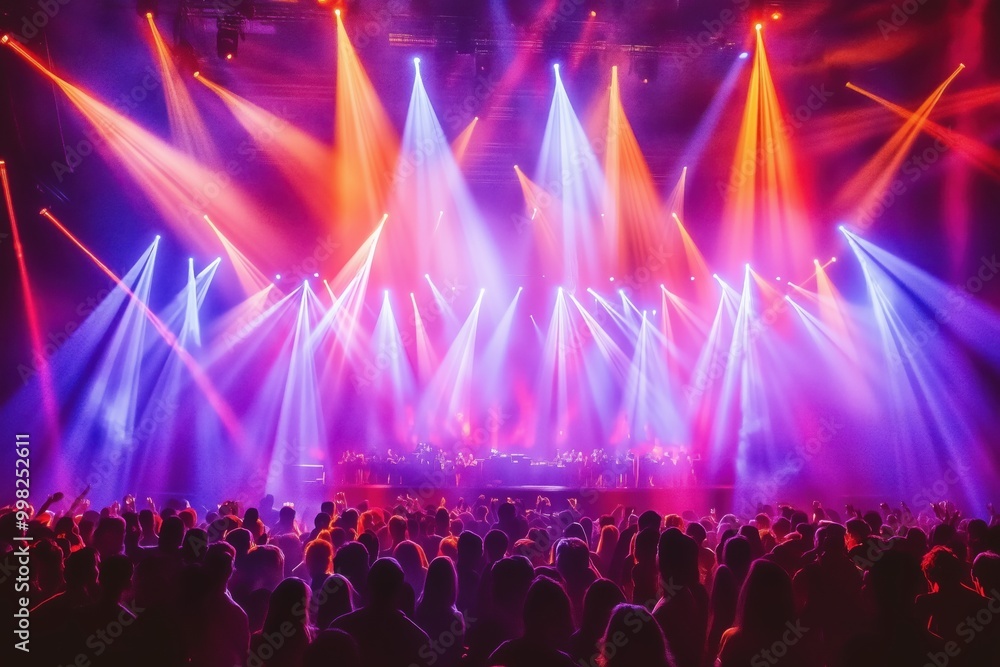 Colorful lights and crowd on a large nightclub dance floor Colorful lights and crowd on a large nightclub dance floor