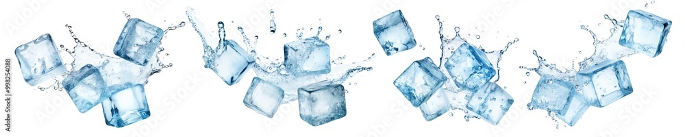 Set of flying melting ice cubes, cut out Set of flying melting ice cubes, cut out
