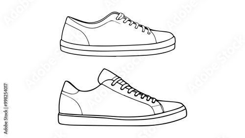 simple outline of sneakers, sneaker simple shape illustration in vector