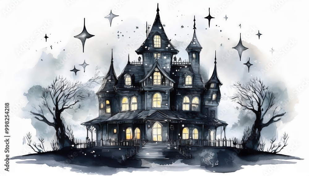 Spooky Haunted Mansion Under Sparkling Stars Spooky Haunted Mansion Under Sparkling Stars