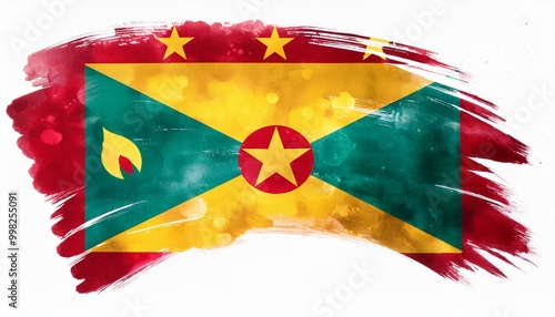 水彩画のグレナダの国旗(Watercolor Grenada flag.) 