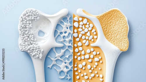 Bone structure comparison, detailed illustration, white isolate background.